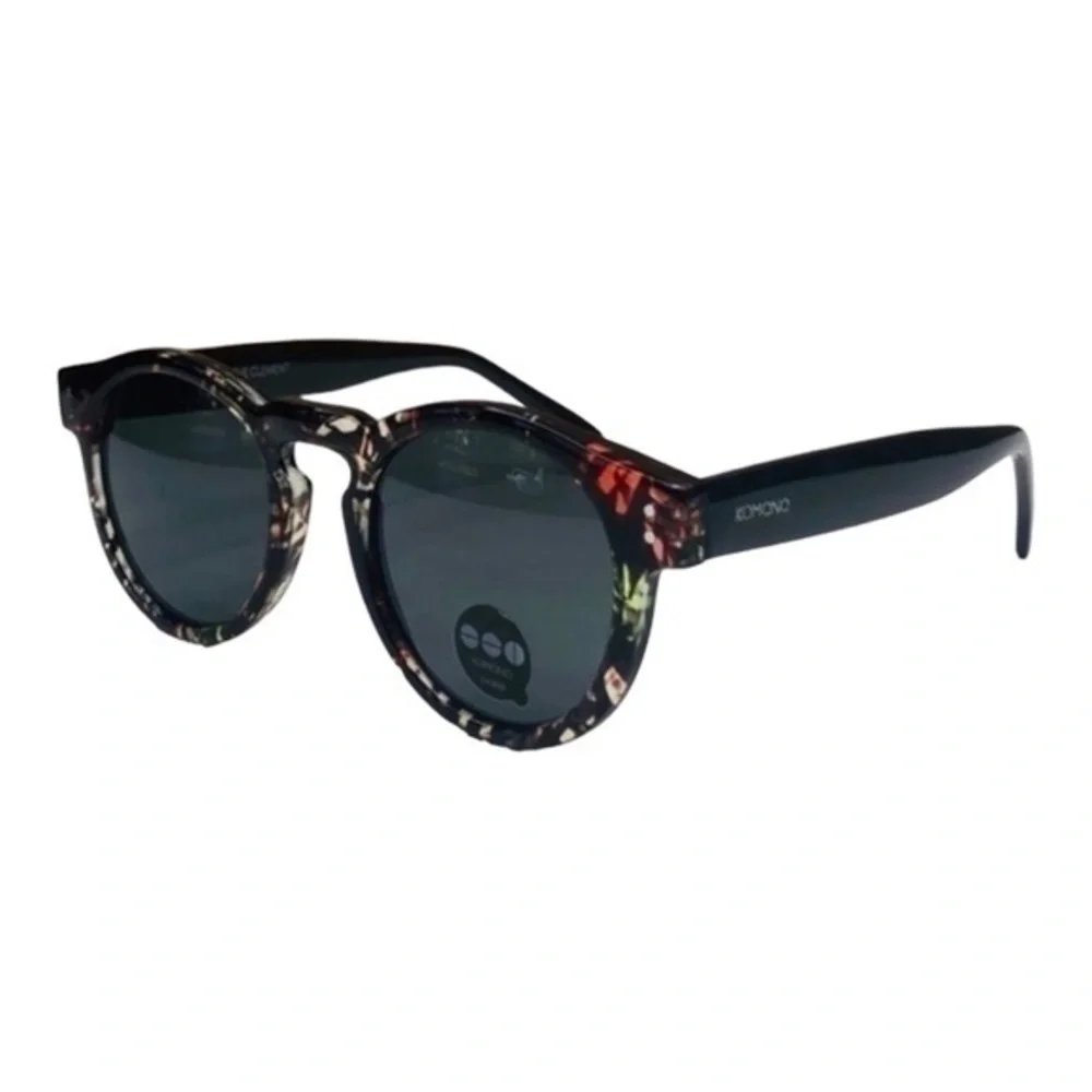 KOMONO women's Clement Fern Sunglasses NEW round black red